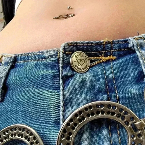 Vintage Y2K Angels Flare seamless low rise light wash Jeans - 28 - Picture 7 of 10